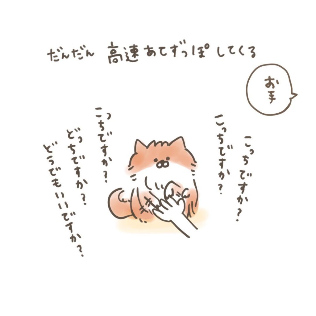 ポメラニアン「くぅ」の漫画:儀礼的なお手 その2